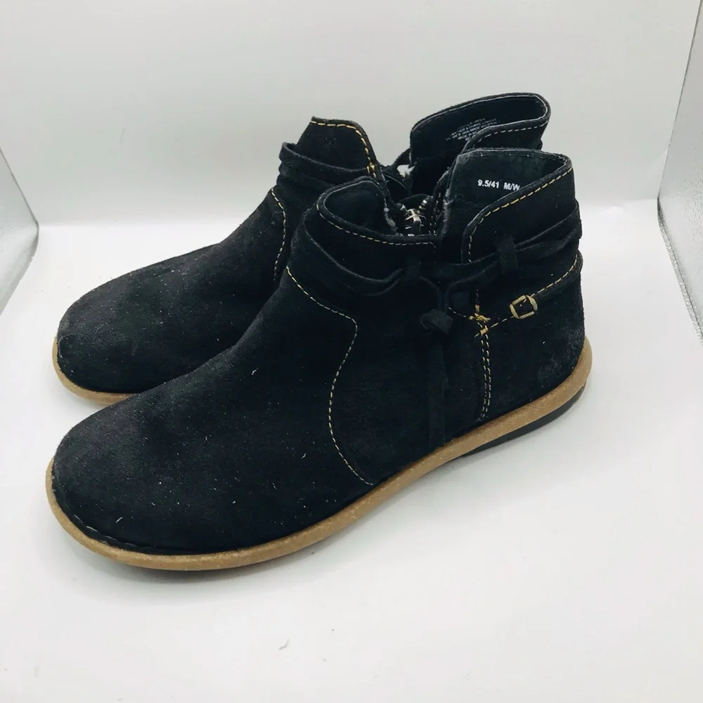 Born Black Suede Ankle Boots with Tan Sole - Picture 12 of 12